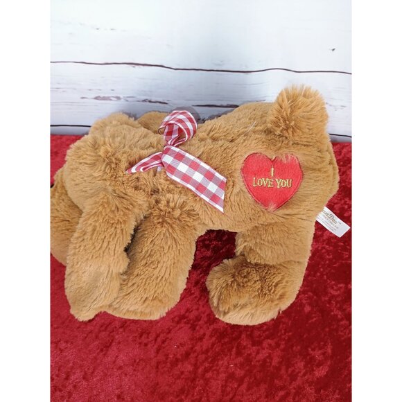 Dan Dee Red Love Heart Gingham Plaid Bow  Puppy‎ Dog Plush Stuffed Animal - Picture 4 of 7